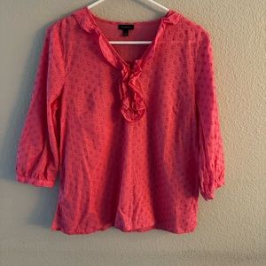 Talbots hot pink blouse with textured dots